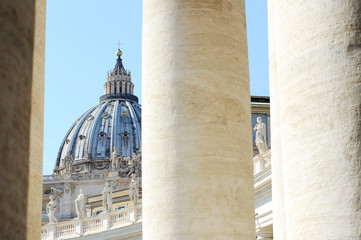 The Bernini's columns against saint peter's Basilica. Vatican city (Rome, Italy).