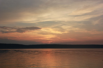 sunset over river