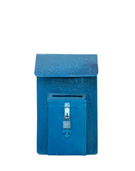 Old iron mailbox with a lock. Isolated on white background.