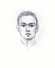 Portrait of a young man with a pencil