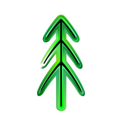 Christmas tree of green, Happy New Year from plastic. Toy and decorative element for design as part glass. Vector illustration