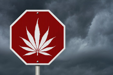 Red and white DUI cannabis stop sign