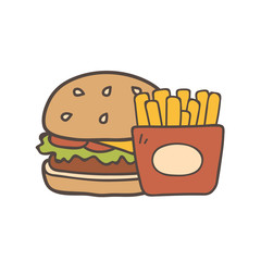 Colorful Fast food set. Vector illustration.