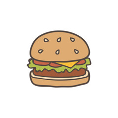Colorful Fast food set. Vector illustration.