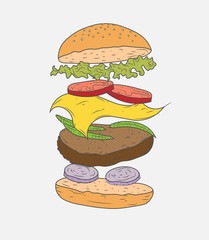 Colorful Fast food vector isolated. Vector illustration.