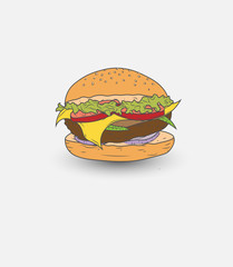 Colorful Fast food vector isolated. Vector illustration.