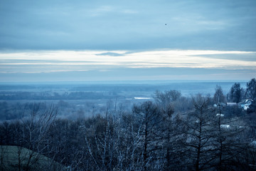 Mystical landscape in blue tones.