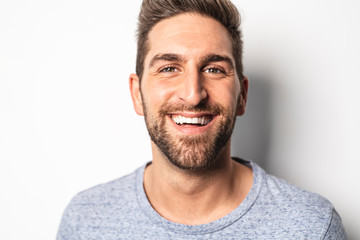 Fototapeta premium A guy in studio white background, great looking