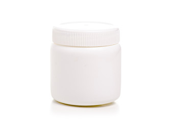 White jar medicine healthy on white background isolation