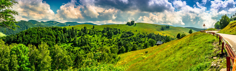 Fototapeta premium Road to the mountains, Paltinis resort area, Sibiu county, Romania