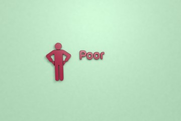 Illustration of Poor with red text on green background