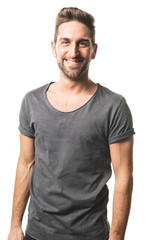 Fototapeta premium A guy in studio white background, great looking