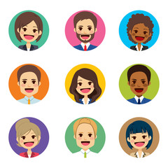 Business people avatar of diverse female and male office workers