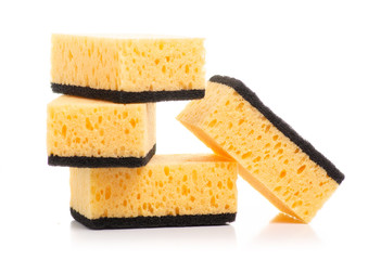 Clean kitchen sponges on white background isolation