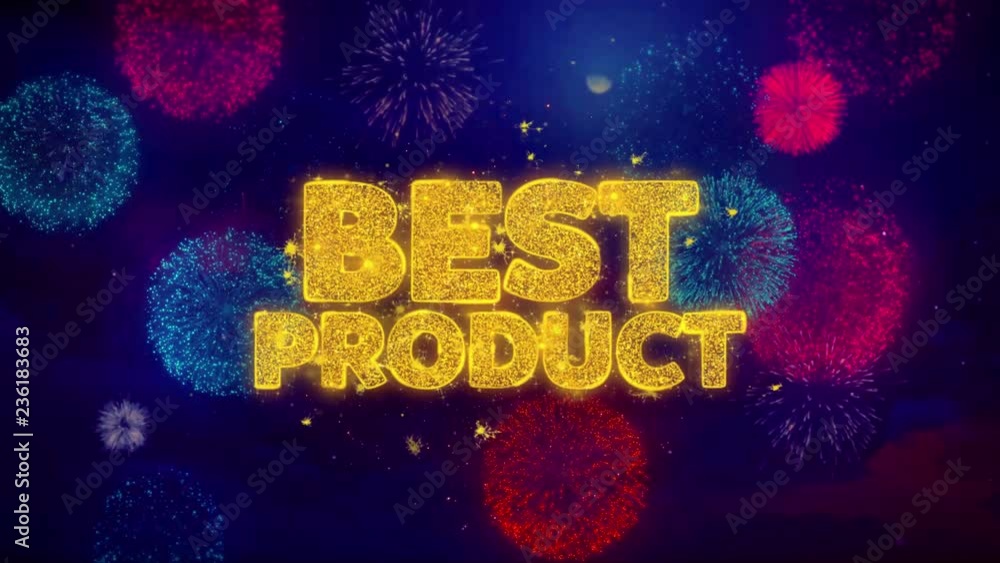 Aufkleber best product greeting text with particles and sparks colored bokeh fireworks display 4k. for greetin