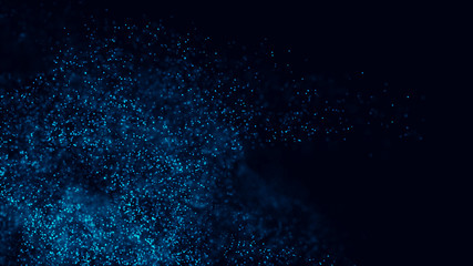 Abstract background of data flow. Network concept with spray. Futuristic technology element. 3D...
