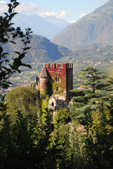 Fototapeta na wymiar Brunnenburg Castle in Tirolo, South Tyrol, Italy