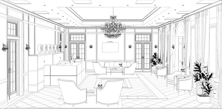 sky deck lobby view with sketch | PPT