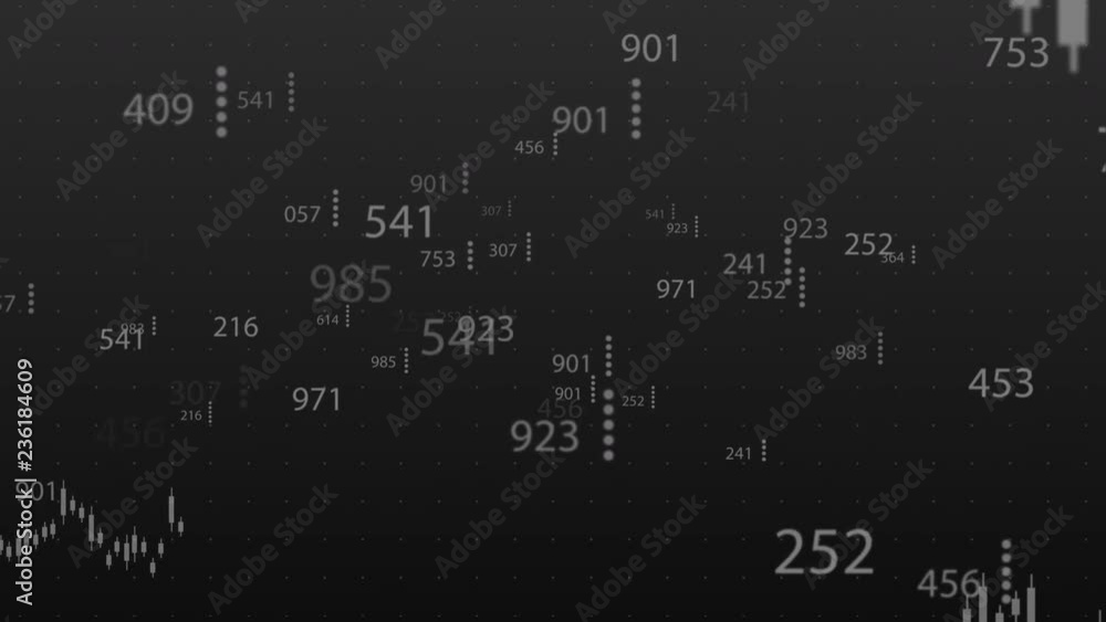 Aufkleber abstract field of binary code and stock market economy background with random number