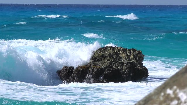Seaview of Caribbean Sea in Cancun Mexico. Seascape Scenic of Tropical Country