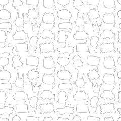 Seamless pattern with hand drawn sketch speech bubbles. Vector illustration.	