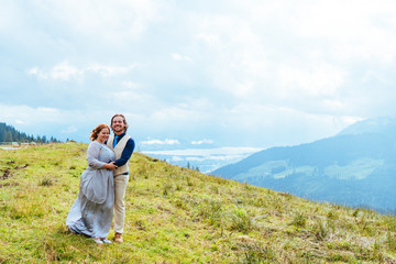 Naklejka na ściany i meble Wedding above Lake Thun, Switzerland