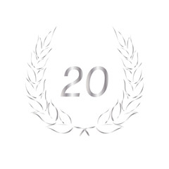 Obraz premium Lorbeerkranz - Jubiläum - 20 - Piktogramm - Symbol - silber