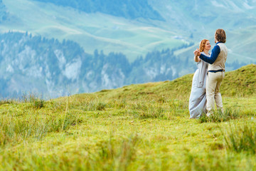Fototapeta na wymiar Wedding above Lake Thun, Switzerland
