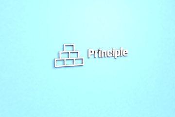 Illustration of Principle with pink text on blue background