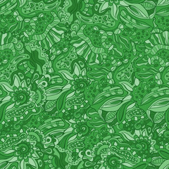Fototapeta premium Indian style emerald green color doodle seamless pattern. Use for web design,templates,invitation cards,posters,flyers,festivals,advertisement.