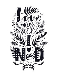 Love is all I need Vector lettering Font set