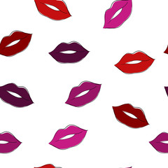 Juicy lips countour seamless pattern