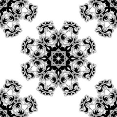 Black and white mandala ornament. Classic Patterns in Damask Style