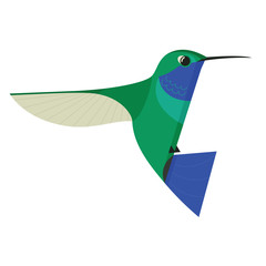 Humming bird icon Geometric cartoon flat Vector illustration Isolated object