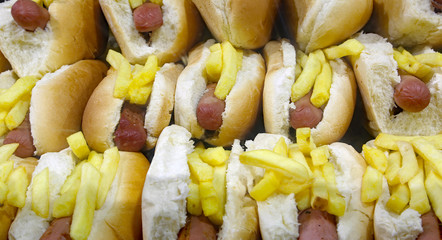 American hot dogs with wurstel and fries