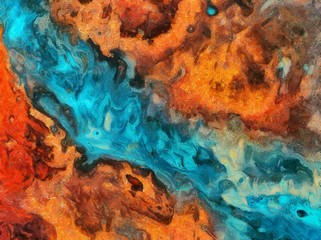 Hand drawing in oil abstraction. Grunge texture background. Vintage design pattern. Creative wallpaper. Watercolor mixed art. Dry massive splashes of paint on canvas. Detailed close up brush strokes.