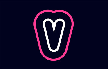 pink white blue alphabet letter v logo company icon design