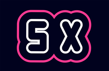 pink white blue alphabet combination letter sx s x logo company icon design