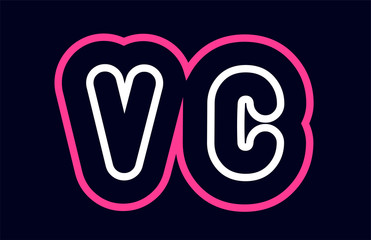 pink white blue alphabet combination letter vc v c logo company icon design