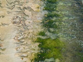 Aerial top view of beautiful Balangan beach. Unique texture in the coast, photo from drone. Bali, Indonesia.