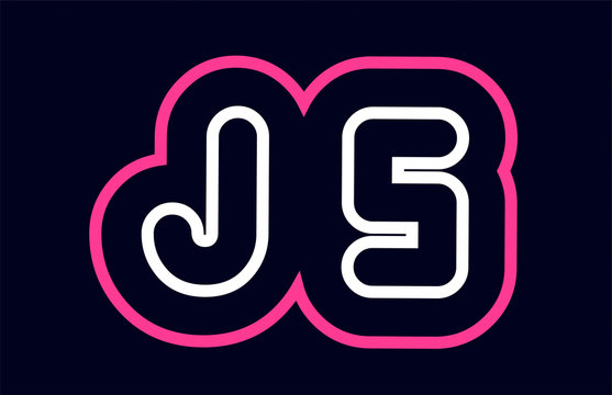 pink white blue alphabet combination letter js j s logo company icon design