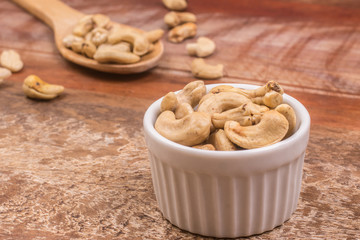 Cashew nuts in a small bowl