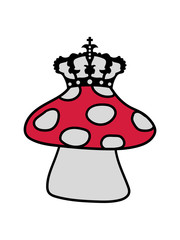 krone könig pilz fliegenpilz rot punkte essen giftig lecker hunger drogen trip wald sammeln kochen clipart design comic cartoon