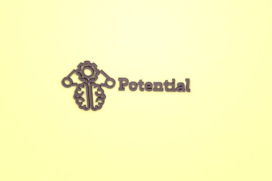 Illustration of Potential with purple text on yellow background