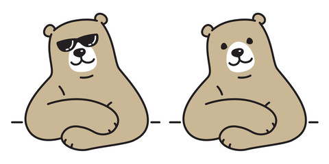 Bear vector polar Bear logo icon sunglasses illustration character cartoon doodle brown