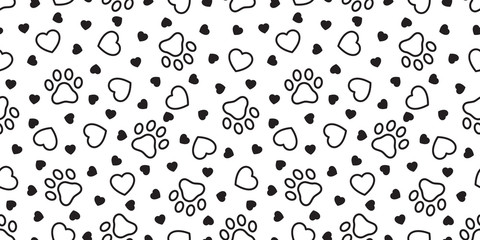 Dog Paw seamless pattern heart vector french bulldog valentine footprint cartoon tile background repeat wallpaper scarf isolated illustration gift wrap