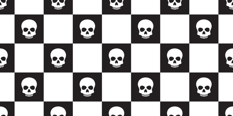 skull checked seamless pattern vector Halloween pirate bone tile background scarf isolated repeat wallpaper