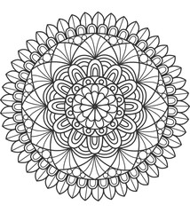 Black doodle lace mandala on a white background. Template Indian mandala for web, printable coloring, holiday invitation design,print shops,decoration
