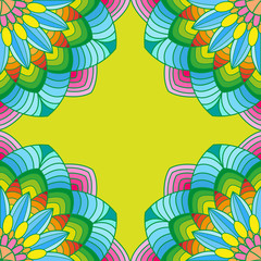 Colorful mandala corners template for decorations. decorative colorful pride mandala corners. abstract invitation card.template mandala design. Indian mandala. linear art