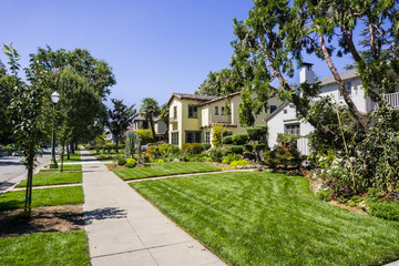 Landscape in the Rose Garden residential neighborhood of San Jose, south San Francisco bay area,...
